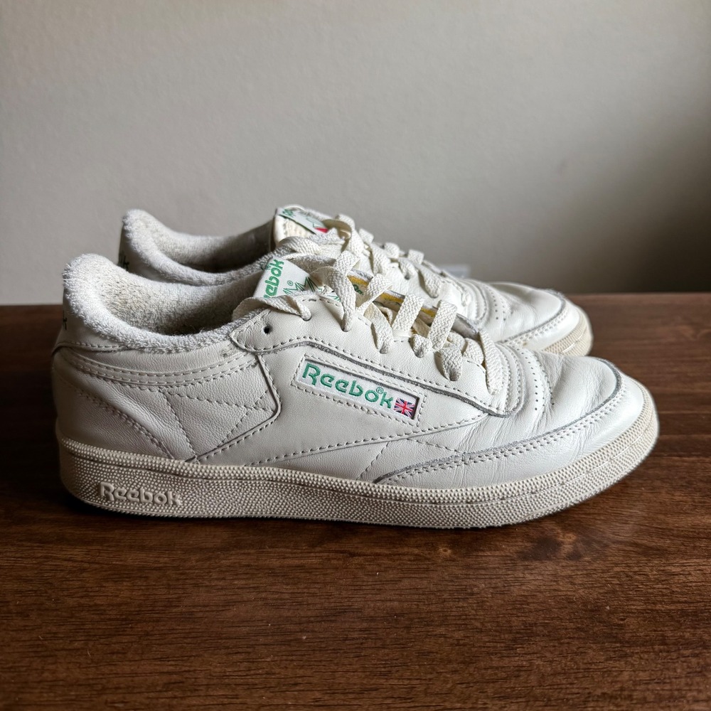 Reebok Club C 85 Vintage Leather Sneakers Chalk White Green Womens 8